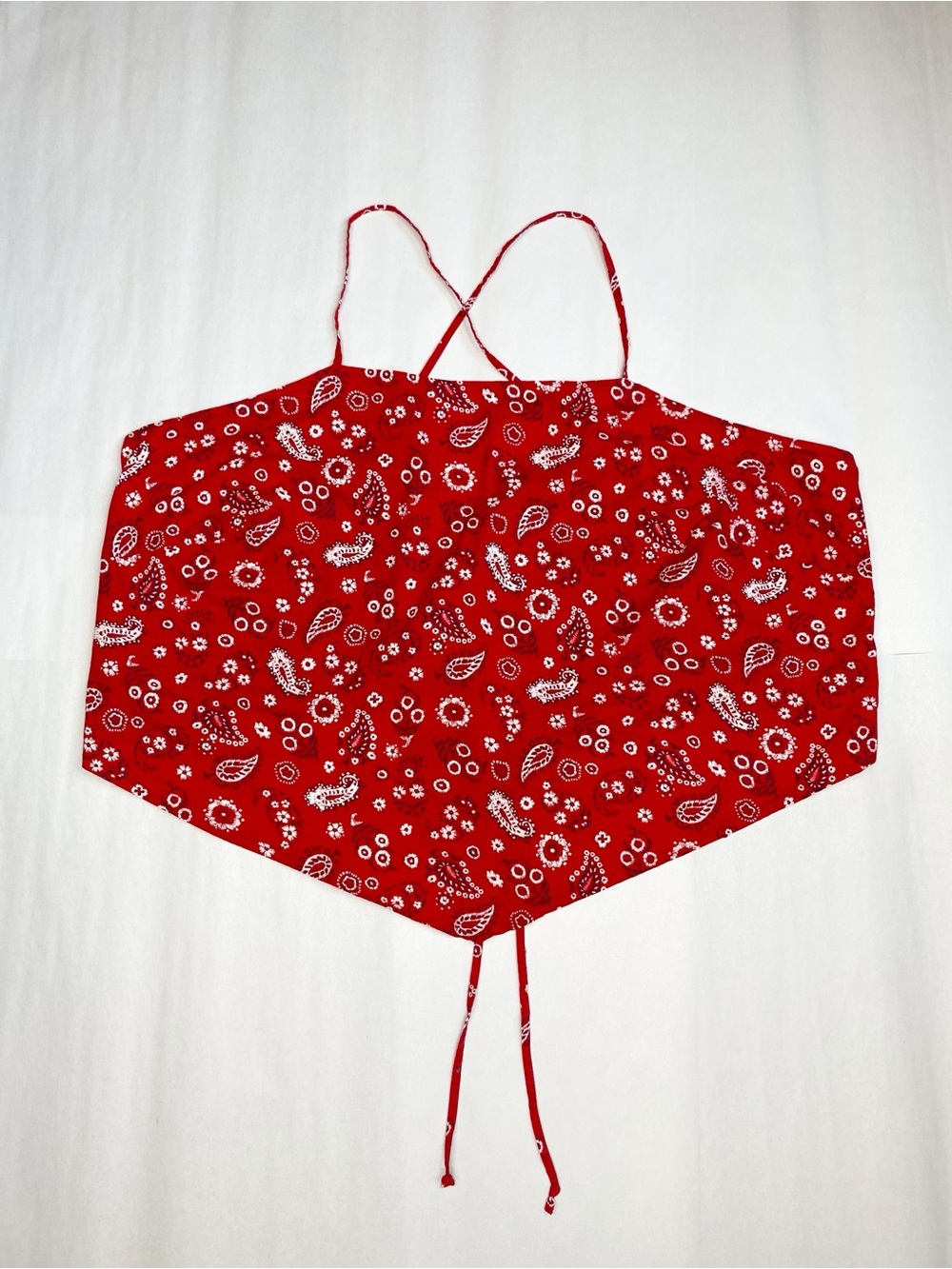 Cacique Sexy Sensual Red Bandana Paisley Handkerchief Tie Back Halter Crop Top